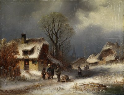 Winter Village Scene by Anton Doll